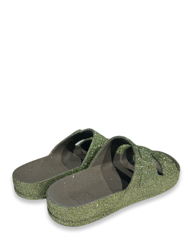 Sandales Scintillantes Cacatoès Vertes Confortables – Éclat de Fantaisie pour le Quotidien