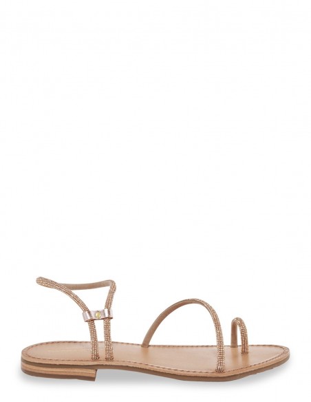 Les Tropeziennes par M. Belarbi - Sandales Plates Hodaxa Cuir Rose Gold Strass