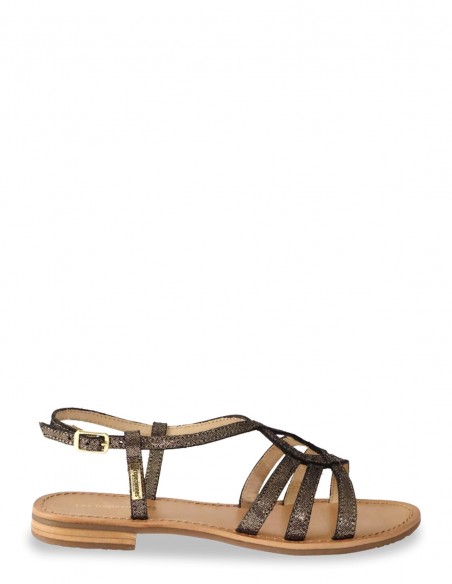 Les Tropeziennes par M. Belarbi - Sandales Plates Femme Hemily Cuir - HEMILY NOIR IRISE