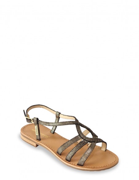 Les Tropeziennes par M. Belarbi - Sandales Plates Femme Hemily Cuir - HEMILY NOIR IRISE