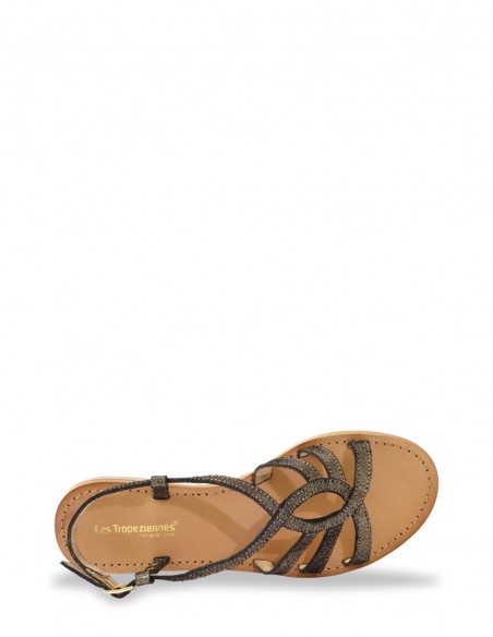 Les Tropeziennes par M. Belarbi - Sandales Plates Femme Hemily Cuir - HEMILY NOIR IRISE