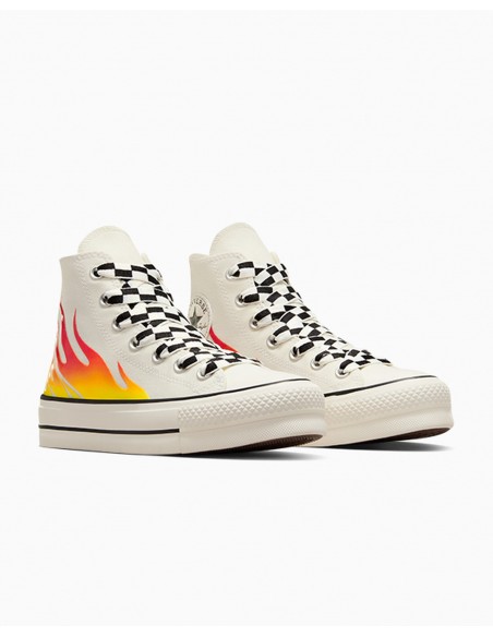 Sneakers Montantes Converse Femme Ctas Lift Hi Blanc Cassé En Toile