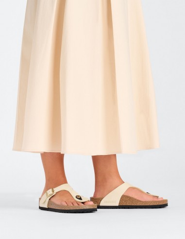 Birkenstock - Mules Femme - Gizeh Lenb Ecru - 1026600