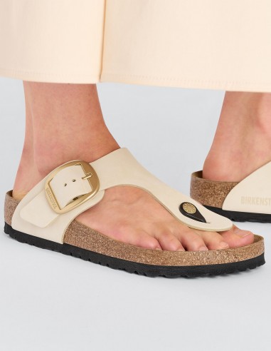 Birkenstock - Mules Femme - Gizeh Big Buckle Lenb Ecru - 1026605
