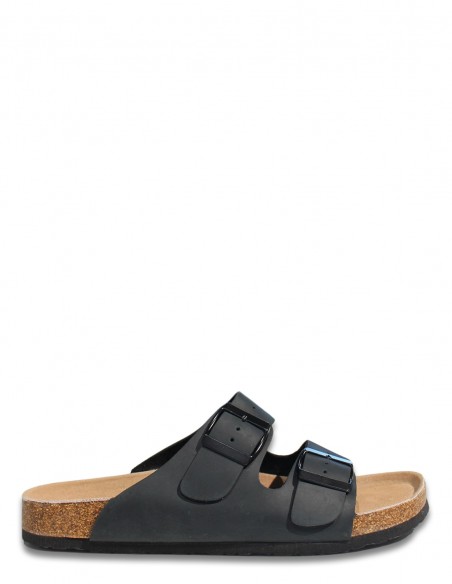 Colors of California - Mules Homme Two Buckles Noir Nubuck - BIOM410-BLA