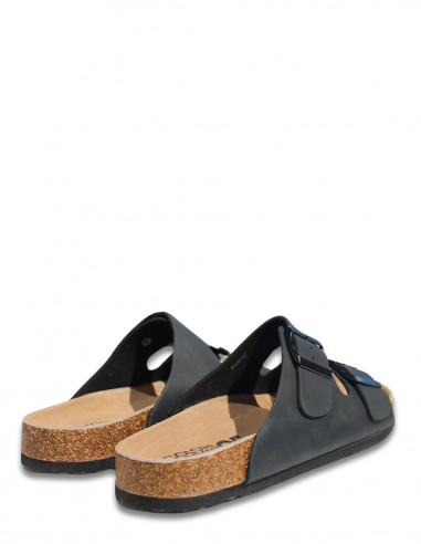 Colors of California - Mules Homme Two Buckles Noir Nubuck - BIOM410-BLA