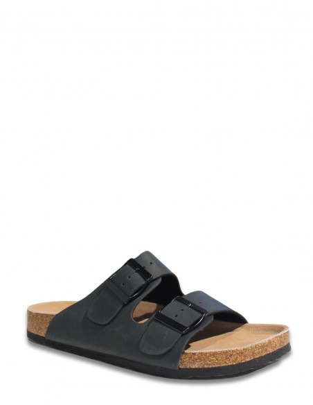 Colors of California - Mules Homme Two Buckles Noir Nubuck - BIOM410-BLA