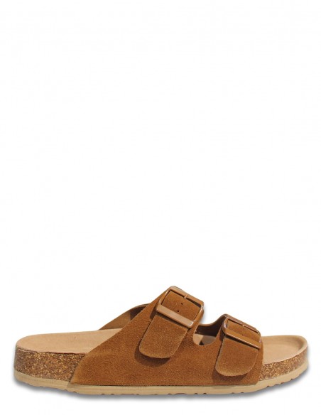 Mules Homme Colors Of California Buckles En Daim Marron