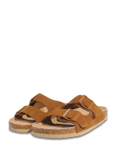 Mules Homme Colors Of California Buckles En Daim Marron