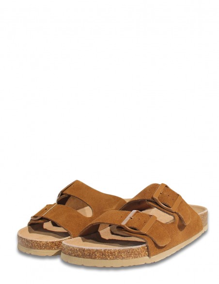 Mules Homme Colors Of California Buckles En Daim Marron