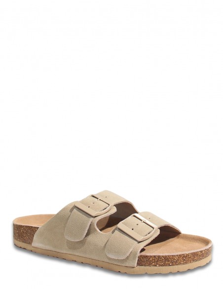 Colors of California - Mules Homme Two Buckles Beige Daim - BIOM56-MUD