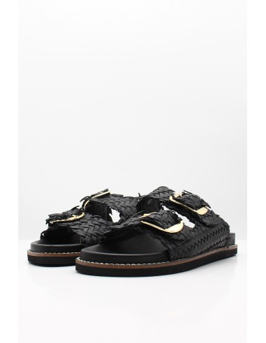 Mules Femme Cuir Tressé Noir - Hylton - Knot Black