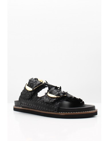 Mules Femme Cuir Tressé Noir - Hylton - Knot Black