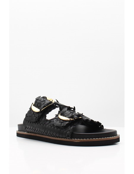 Mules Femme Cuir Tressé Noir - Hylton - Knot Black