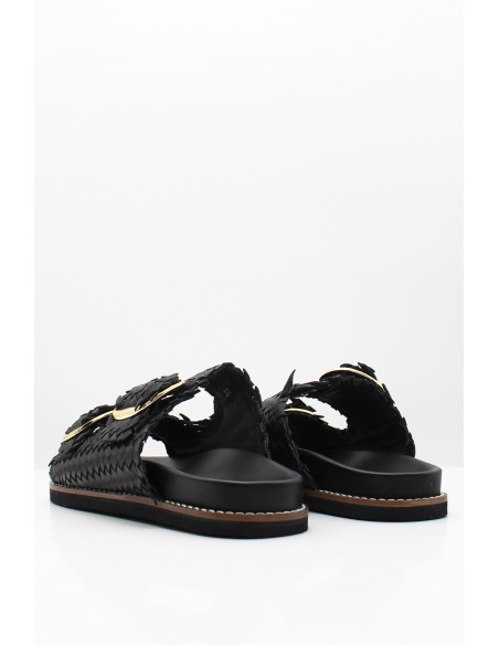 Mules Femme Cuir Tressé Noir - Hylton - Knot Black