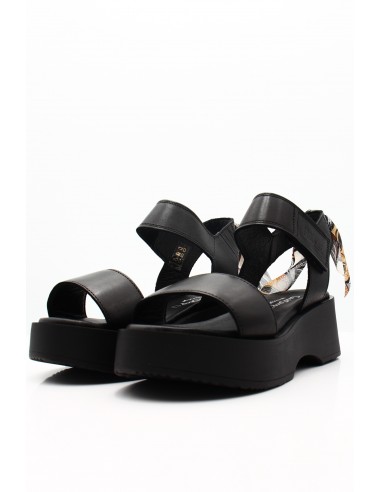 Sandales Compensées Goodstep Noires | Élégance et Confort