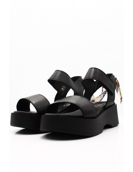 Sandales Compensées Goodstep Noires | Élégance et Confort