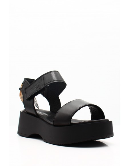 Sandales Compensées Goodstep Noires | Élégance et Confort