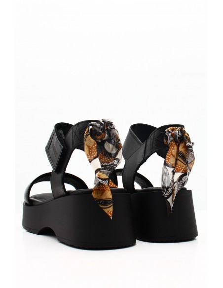 Sandales Compensées Goodstep Noires | Élégance et Confort