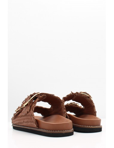 Mules Femme Tressée Cuir Maron - Hylton - Knot Tan