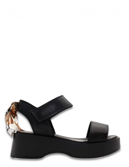 Sandales Compensées Goodstep Noires | Élégance et Confort