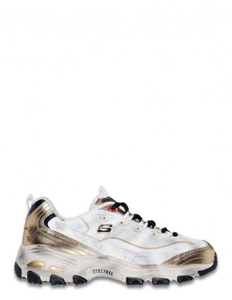 Skechers D'Lites Blanches et Dorées | Confort et Style Audacieux - Hylton