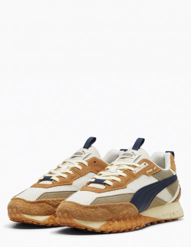 Puma Wild Rider Rollin' Beige et Bleu Marine - Confort Urbain avec une Touche Rétro