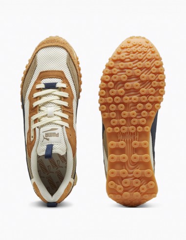 Puma Wild Rider Rollin' Beige et Bleu Marine - Confort Urbain avec une Touche Rétro