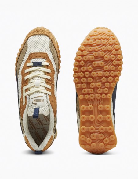 Puma Wild Rider Rollin' Beige et Bleu Marine - Confort Urbain avec une Touche Rétro
