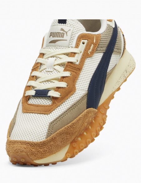 Puma Wild Rider Rollin' Beige et Bleu Marine - Confort Urbain avec une Touche Rétro