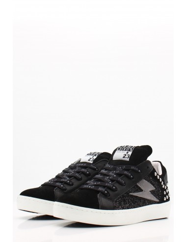 Baskets Roy A323A SMR23 Noires avec Détails Pailletés et Rivets - Luxe et Confort