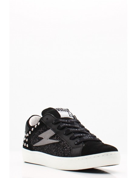 Baskets Roy A323A SMR23 Noires avec Détails Pailletés et Rivets - Luxe et Confort