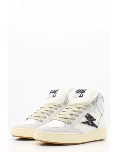 Baskets Montantes Braga A570 SMR23 Blanches avec Paillettes Noires