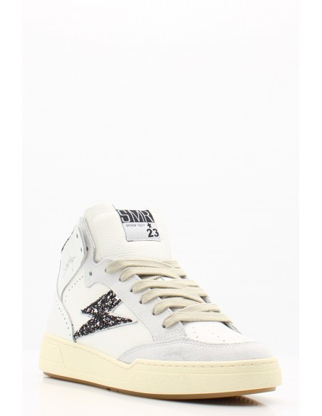 Baskets Montantes Braga A570 SMR23 Blanches avec Paillettes Noires