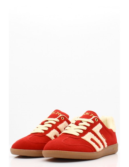 Baskets Back 70 Daim Rouge & Fourrure - Style Rétro et Confort - Hylton.fr