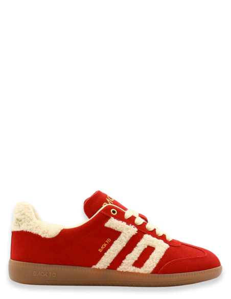 Baskets Back 70 Daim Rouge & Fourrure - Style Rétro et Confort - Hylton.fr