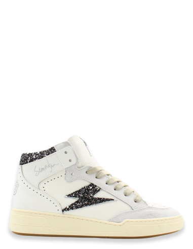 Baskets Montantes Braga A570 SMR23 Blanches avec Paillettes Noires