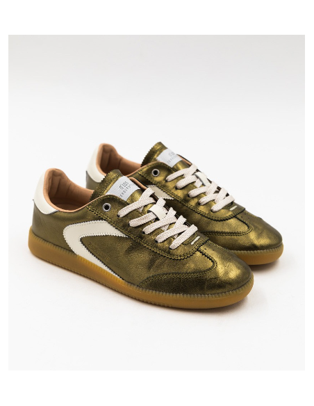 Sneakers Nova Khaki Metallic : Une Touche de Brilliance - Hylton.fr