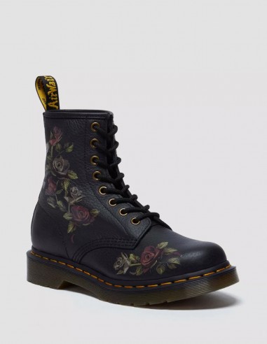 Dr Martens - Bottines Femme 1460 Black Decayed Roses - Hylton.fr