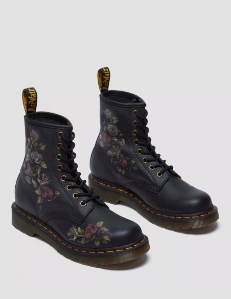 Dr Martens - Bottines Femme 1460 Black Decayed Roses - Hylton.fr