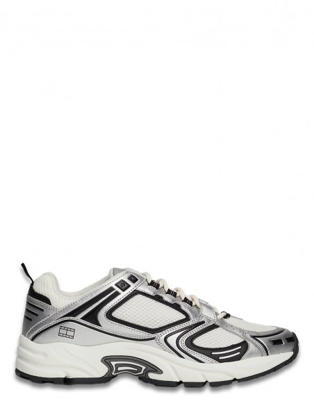 Tommy Hilfiger - Baskets Homme tjm Archive Runner Blanc/Noir/Gris - Hylton.fr