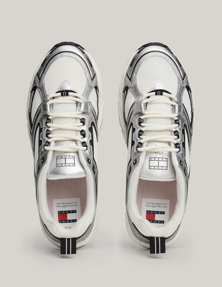 Tommy Hilfiger - Baskets Homme tjm Archive Runner Blanc/Noir/Gris - Hylton.fr