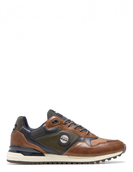 Baskets Redskins en cuir marron avec détails verts et bleus pour homme