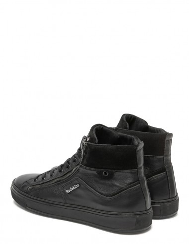 Baskets montantes Redskins T061 homme en cuir noir avec fermeture éclair