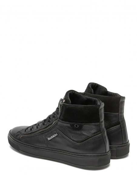 Baskets montantes Redskins T061 homme en cuir noir avec fermeture éclair