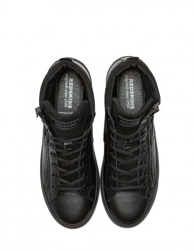 Baskets montantes Redskins T061 homme en cuir noir avec fermeture éclair