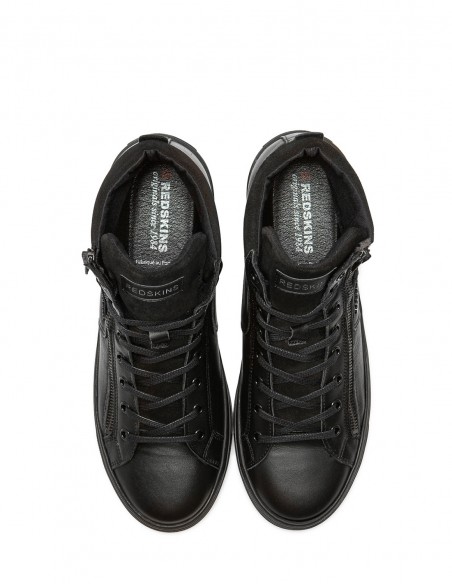 Baskets montantes Redskins T061 homme en cuir noir avec fermeture éclair