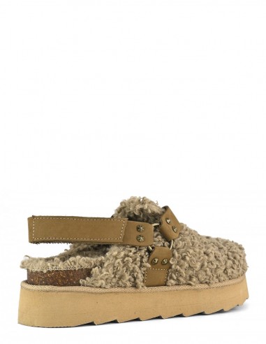 Sabots Colors of California en matière pelucheuse beige avec bride