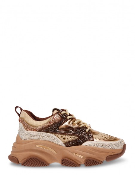 Steve Madden - Baskets de ville Femme Privy Sneaker Doré/Marron - Hylton.fr