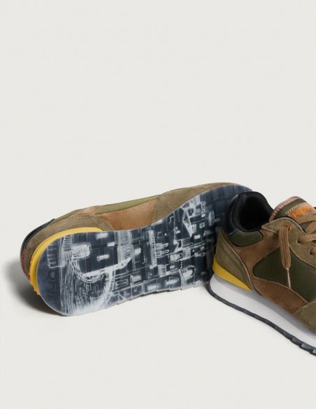 Baskets Hoff Marseille - Baskets rétro kaki avec semelle caoutchouc